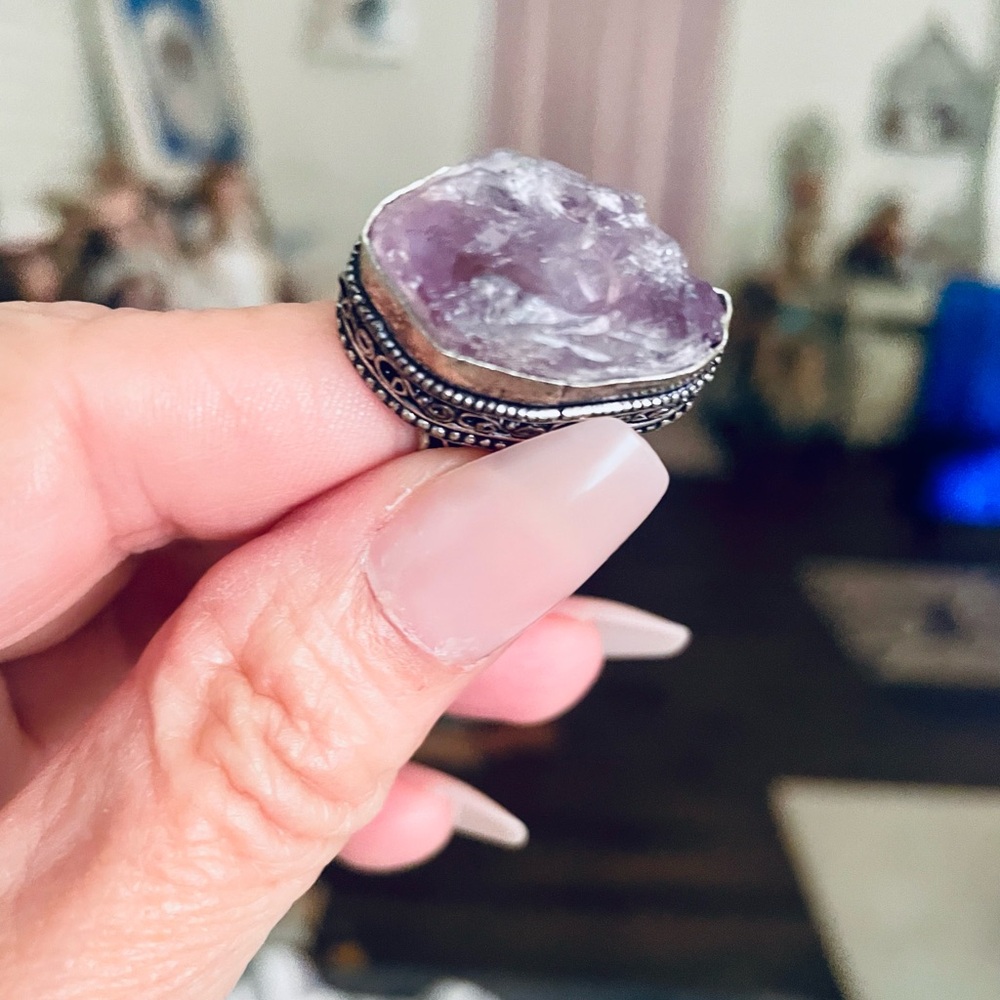 Raw Amethyst Sterling Silver Ring - image 8